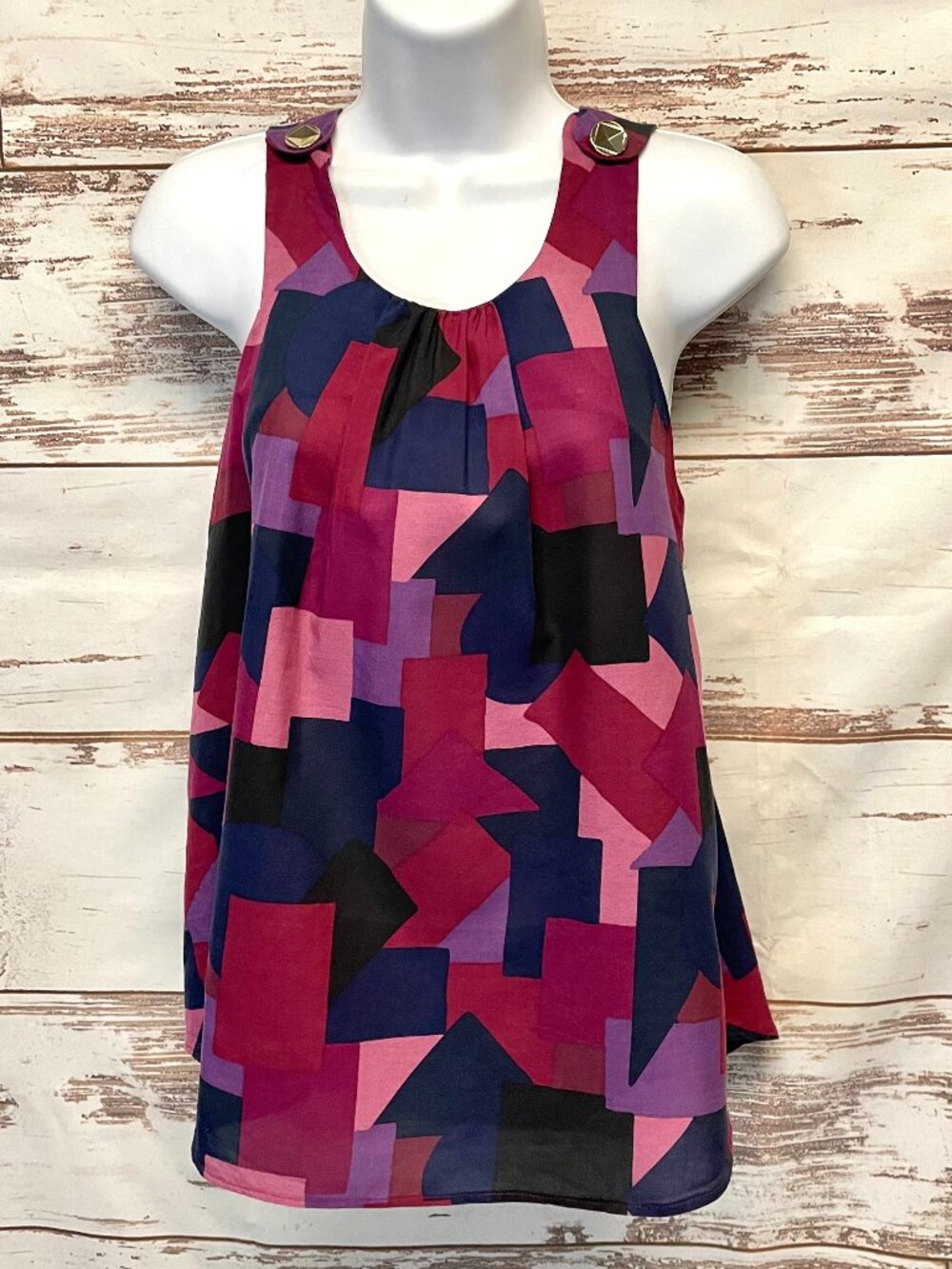 marc by marc jacobs geometric cotton silk wool blend blouse